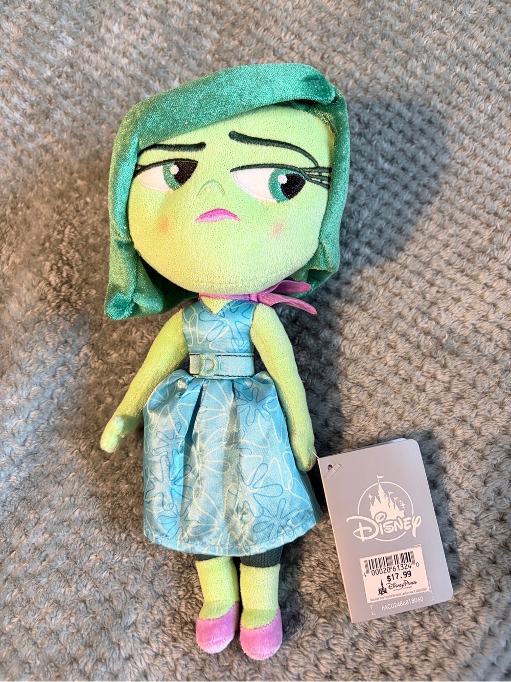 Disney Disgust Plush Doll - Lime Green & Teal with Pink Accent